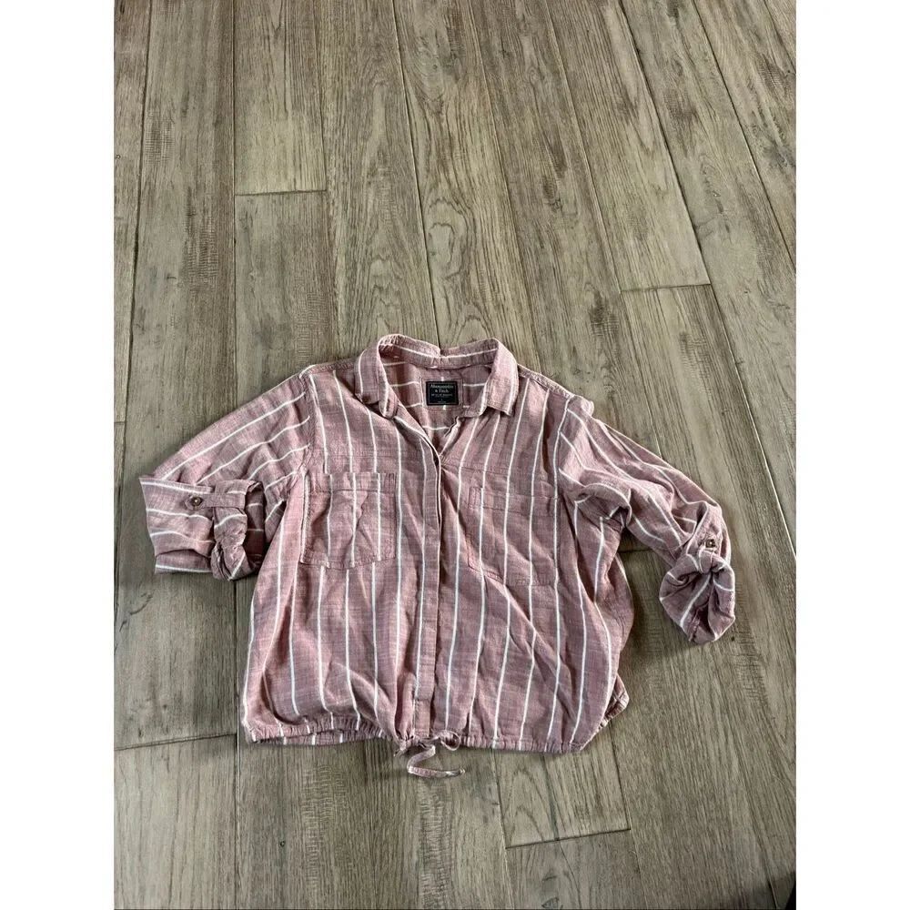 Abercrombie and Fitch striped cropped elastic waist blouse size large